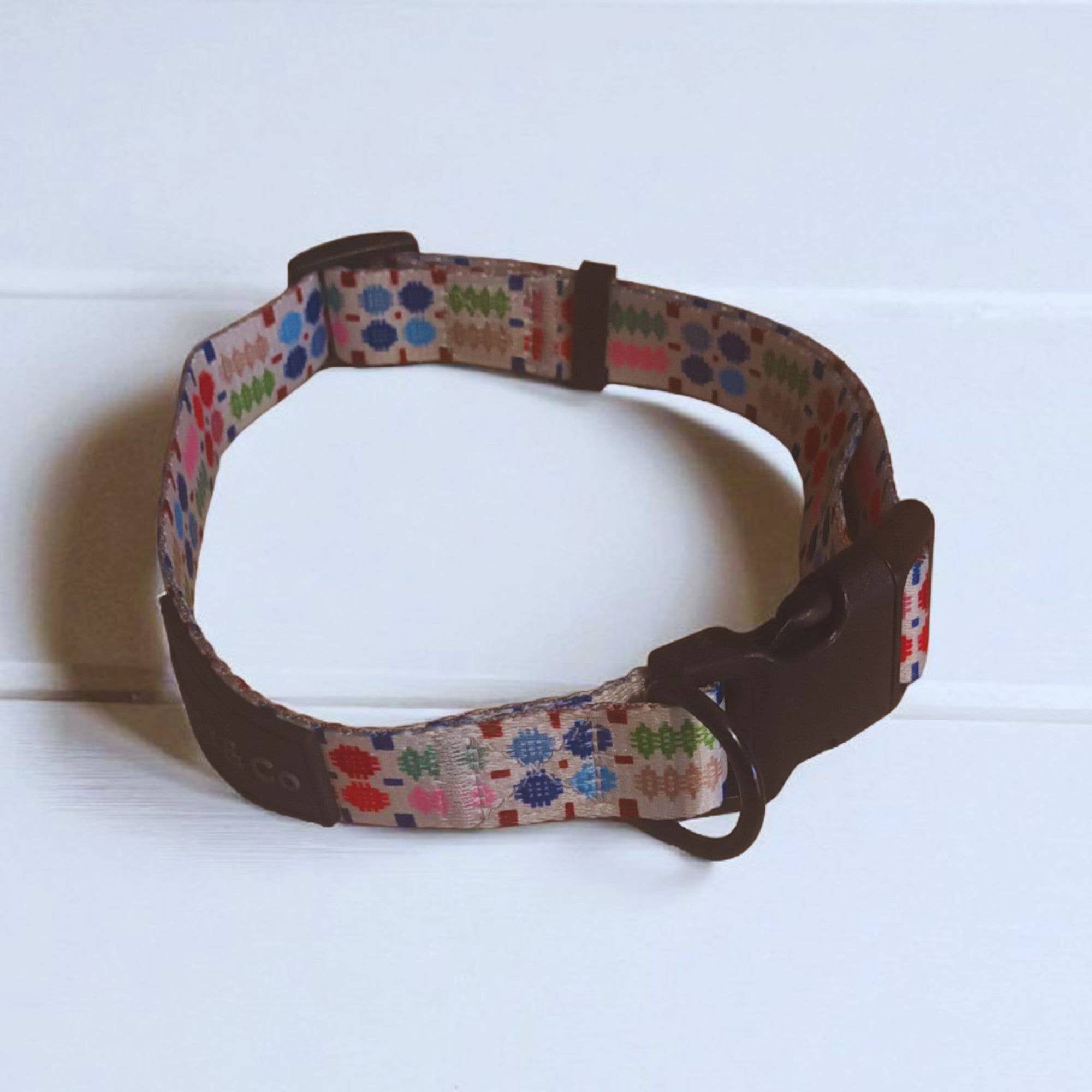 Multicoloured Welsh tapestry Design Dog Collar - Large