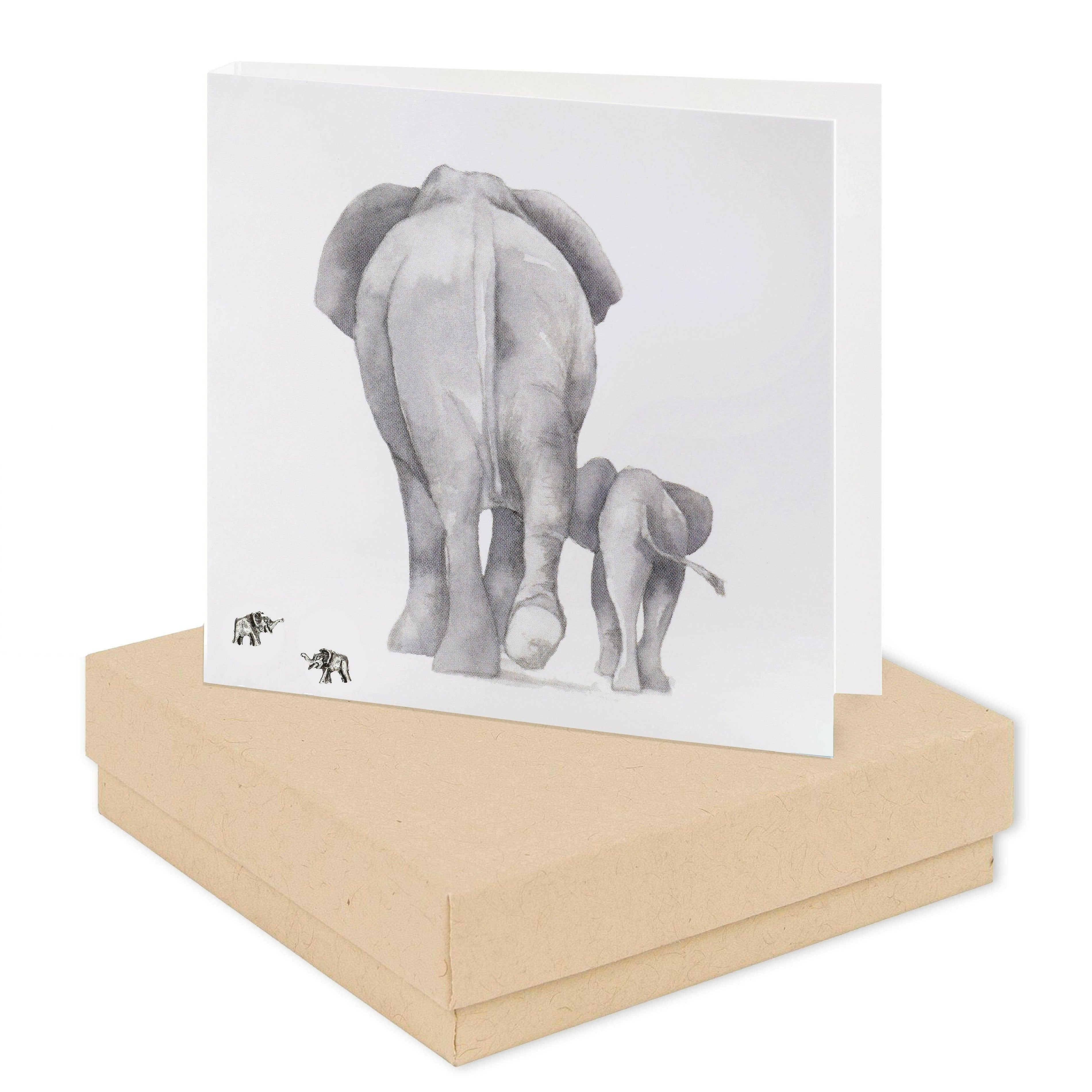 Elephant Stud Sterling Silver Earrings Gift Box - White