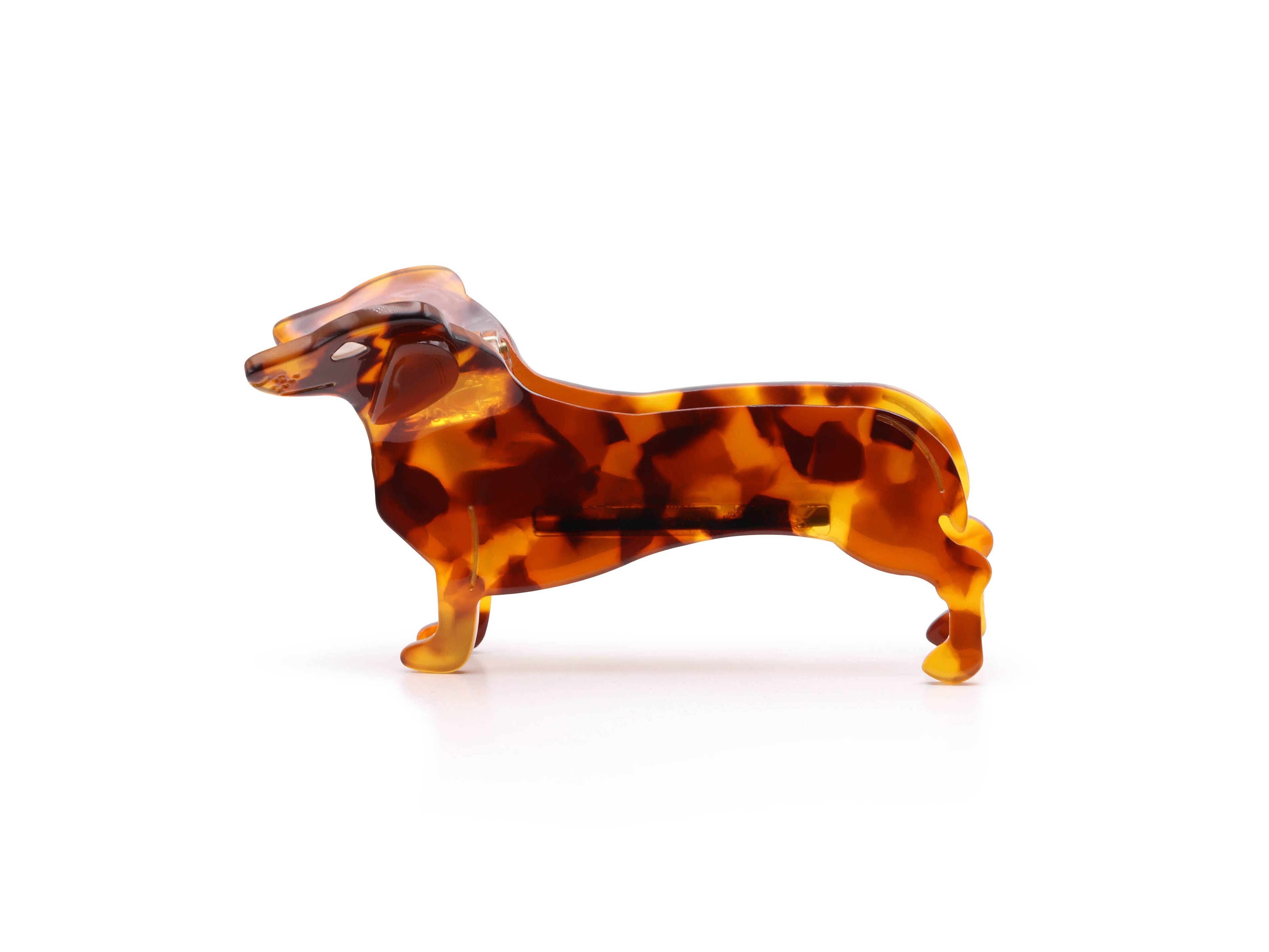 SAUSAGE DOG NOVELTY HAIR CLIP: BLACK/WHITE