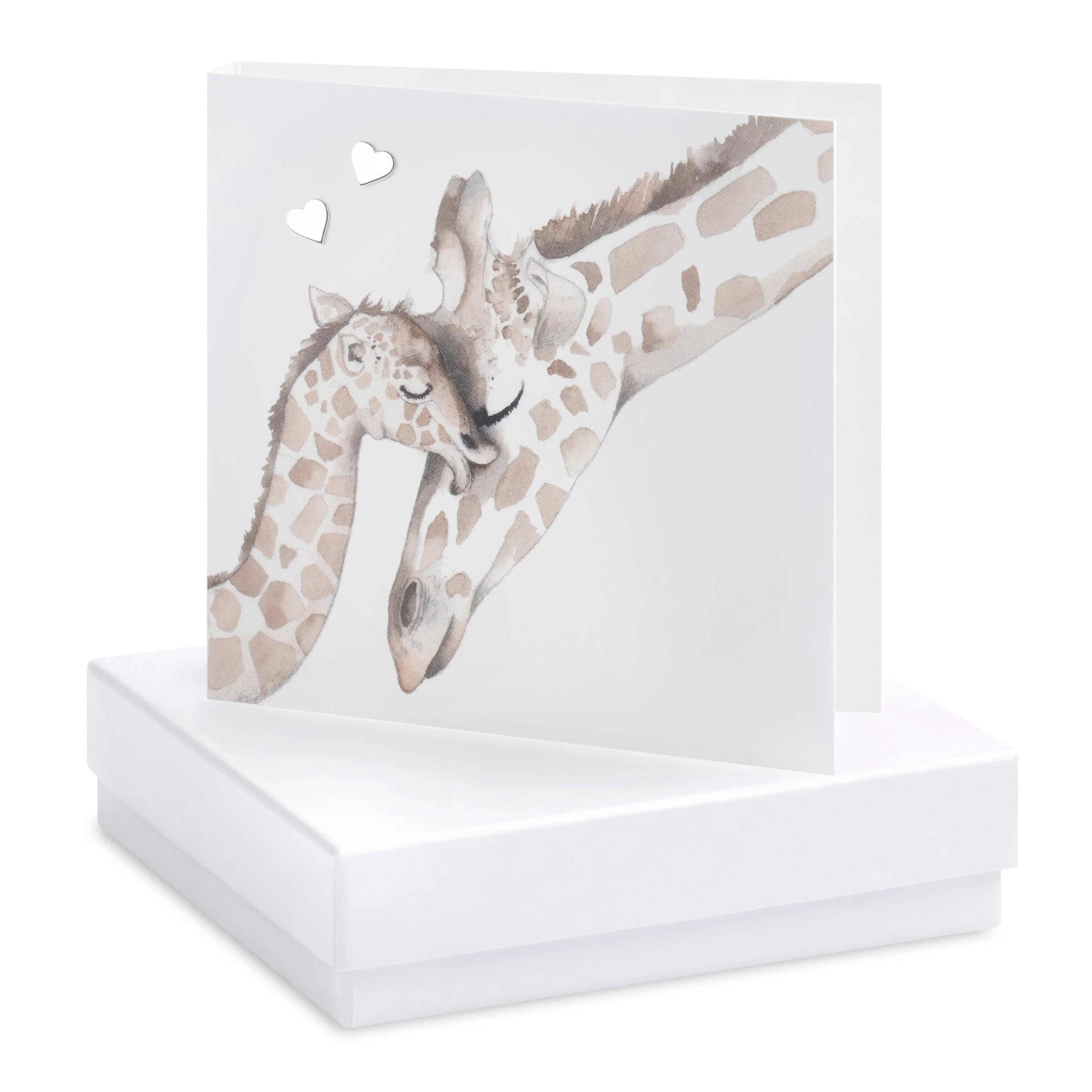 Sterling Silver Earrings – Handcrafted Giraffe Studs in Elegant Gift Box: White