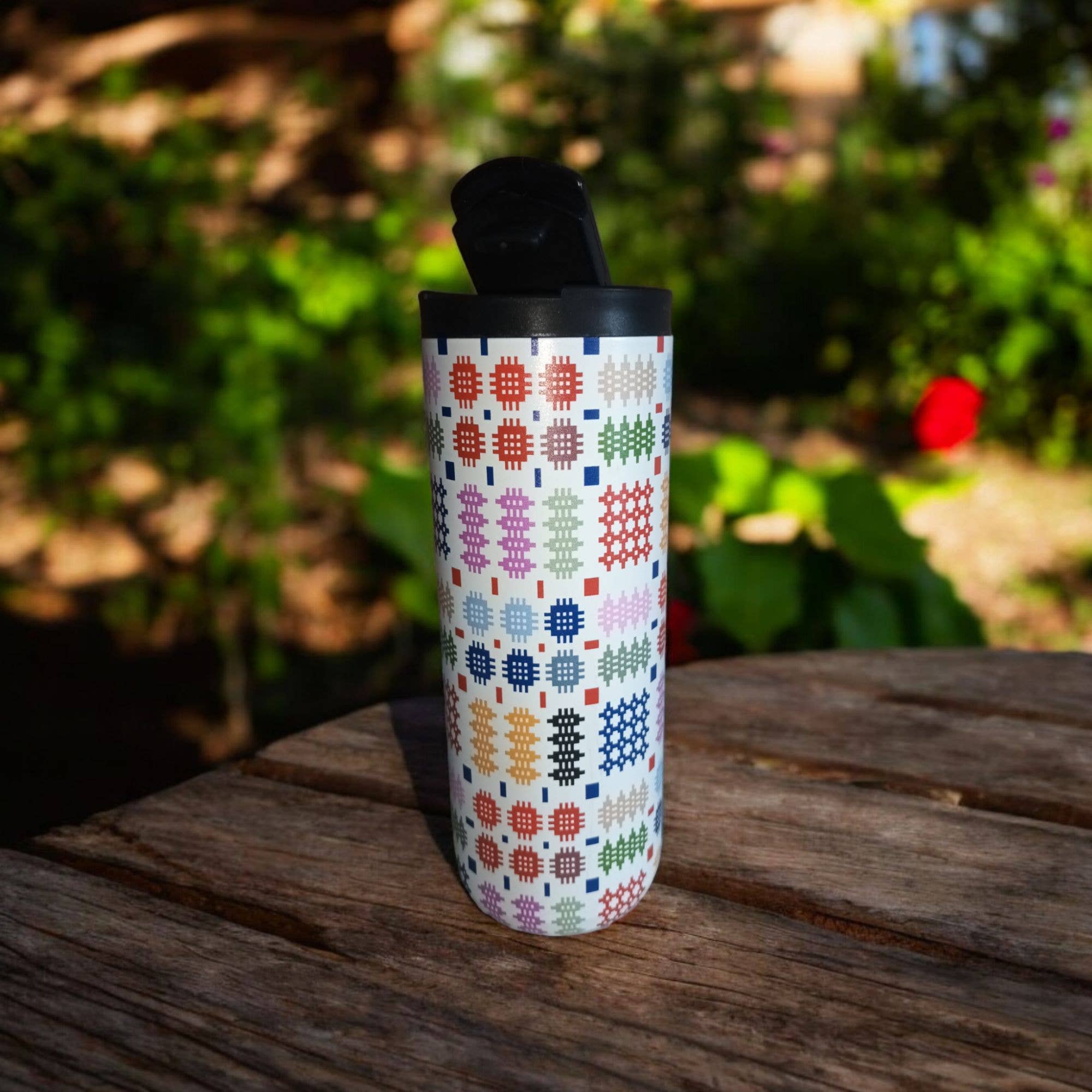 Coffee Tumbler Welsh tapestry Blanket design