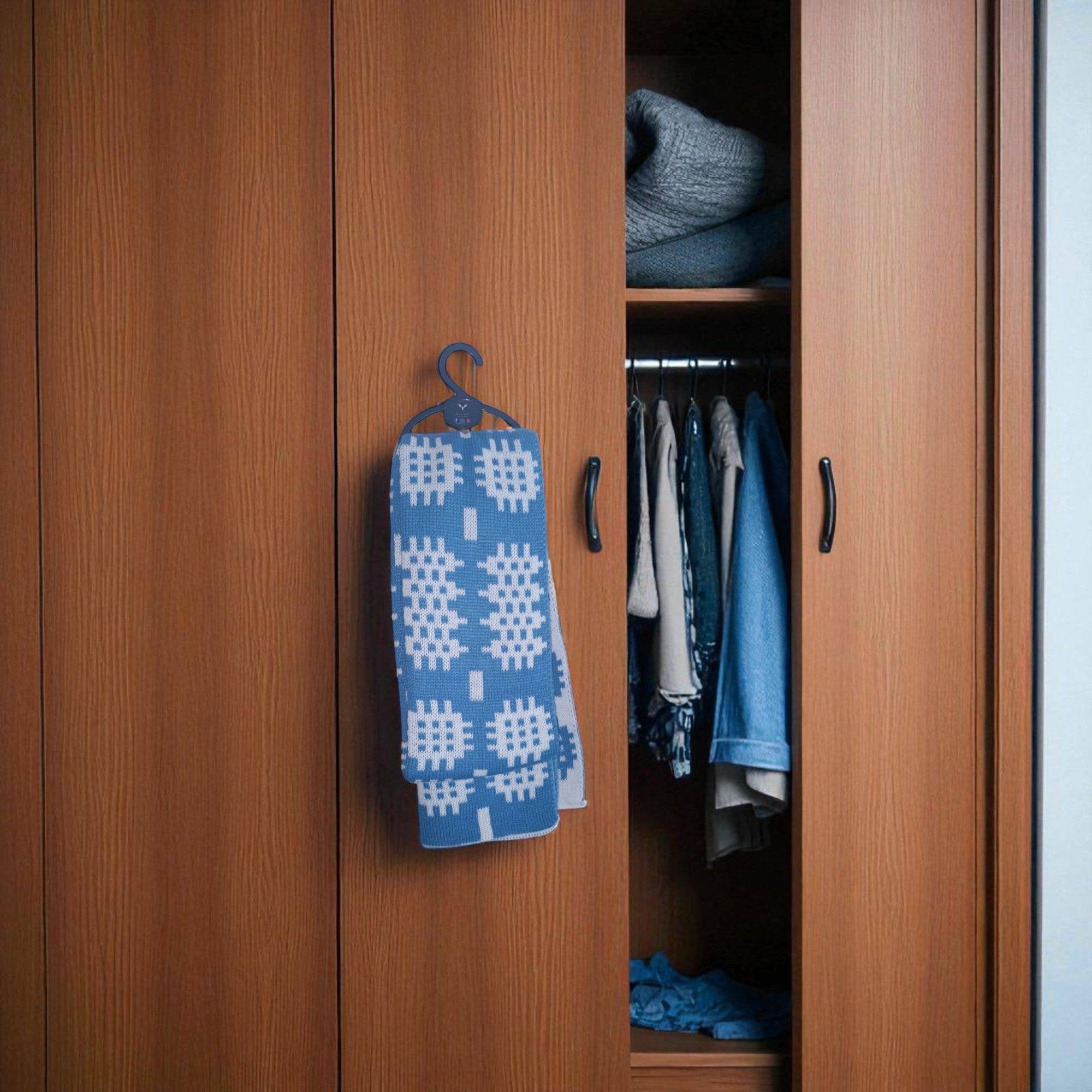 Blue Welsh tapestry design scarfs