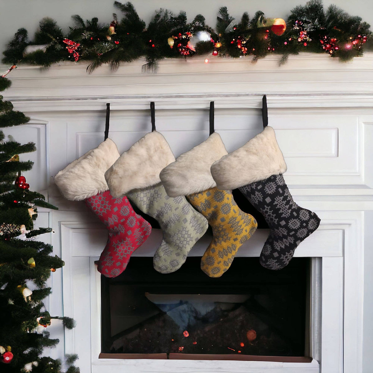 Welsh Tapestry Blanket Christmas Stocking - Red