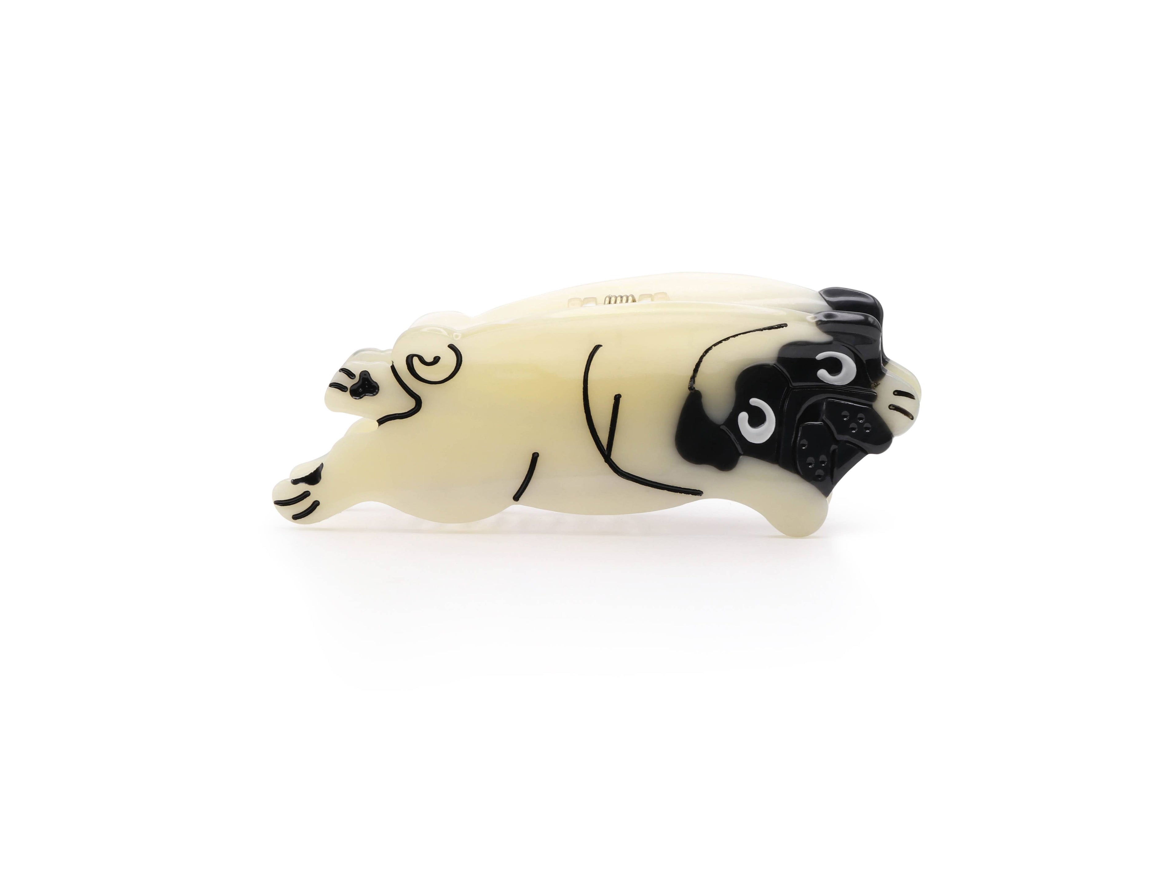PUG NOVELTY HAIR CLIP: CREAM BLACK