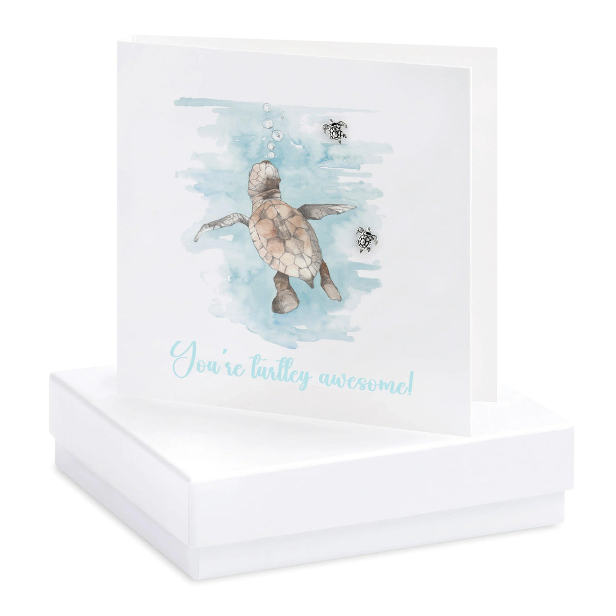 Turtle Studs Sterling Silver Earrings Gift Box Set - White