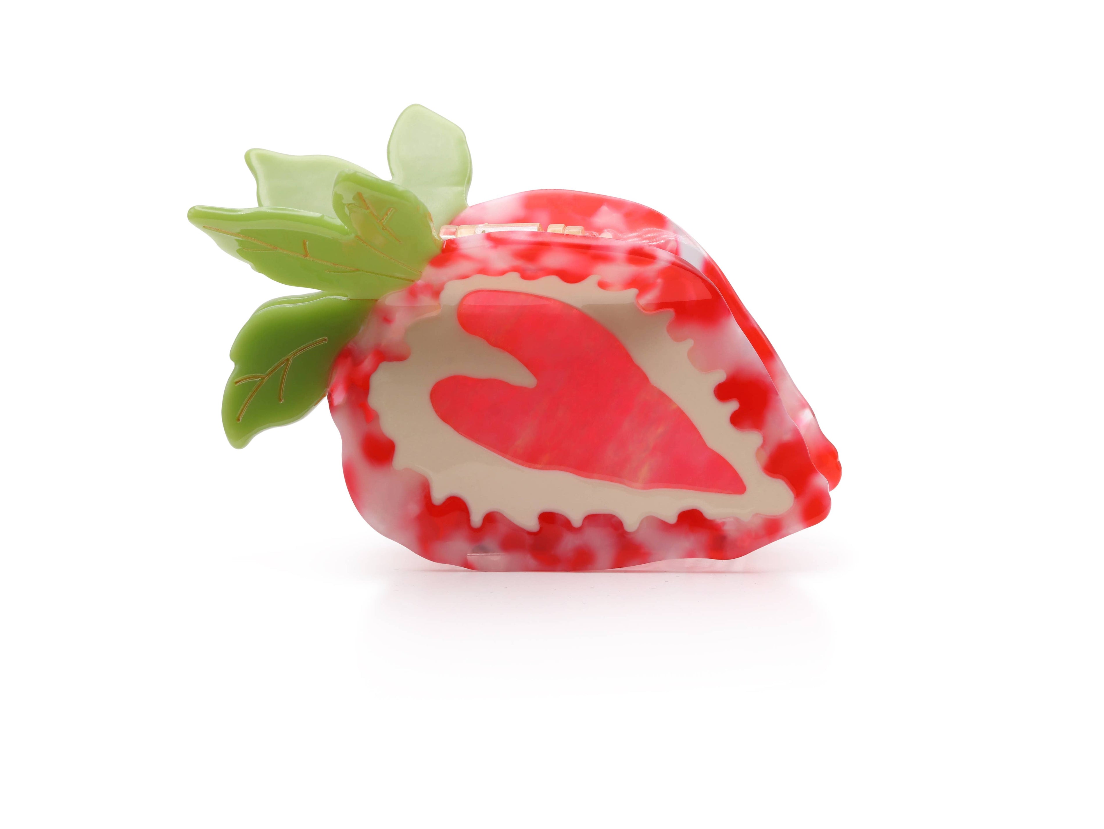 A SLICE OF STRAWBERRY NOVELTY HAIR CLIP: RED