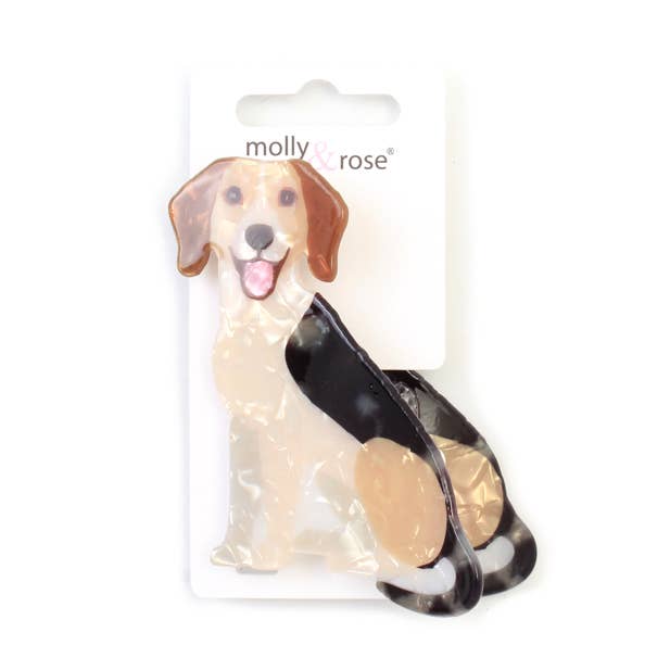 Pearlescent dog shaped hair clamp 8cm